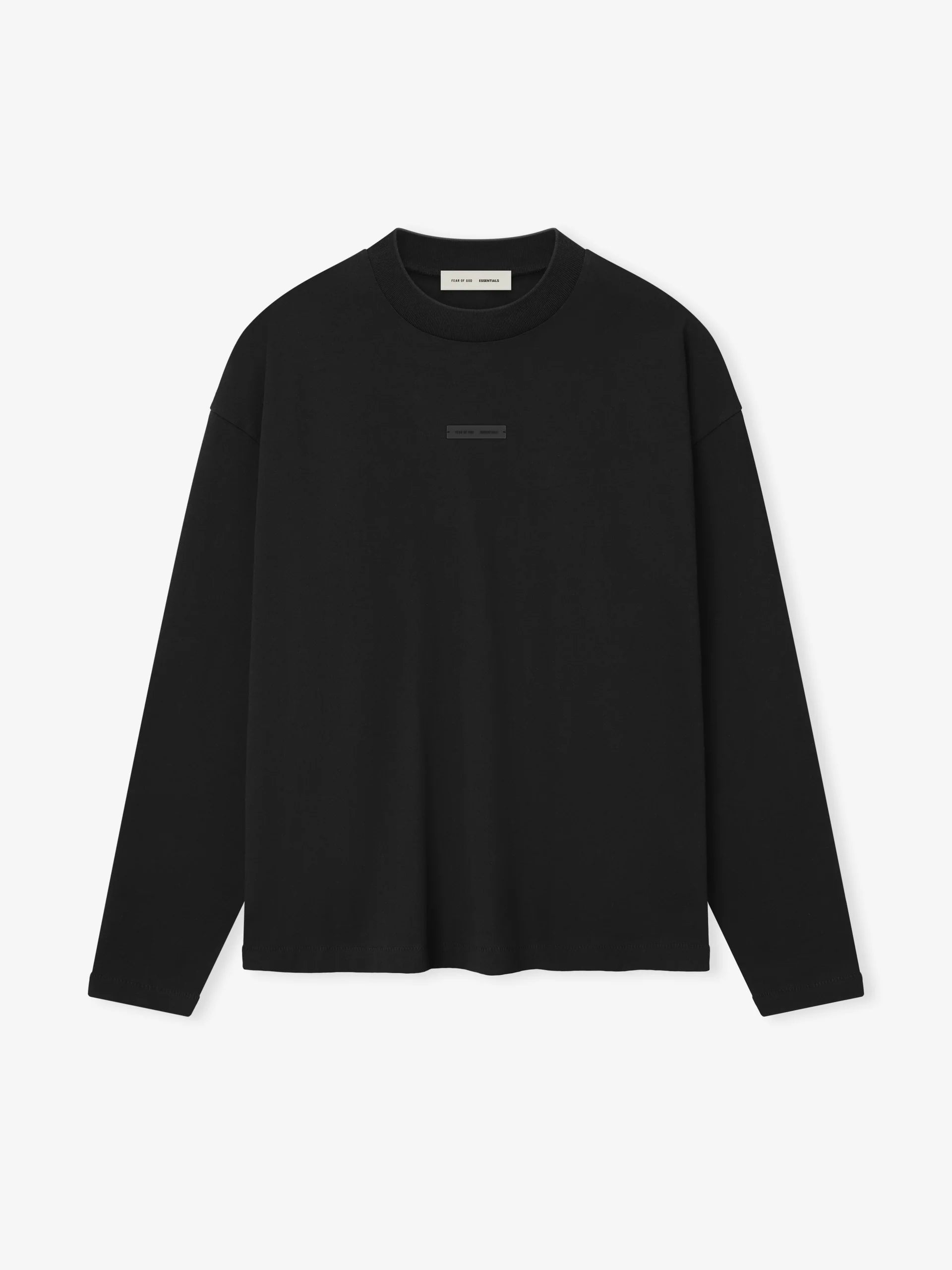 WAFFLE LONG SLEEVE CREW SWEATER  - JET BLACK