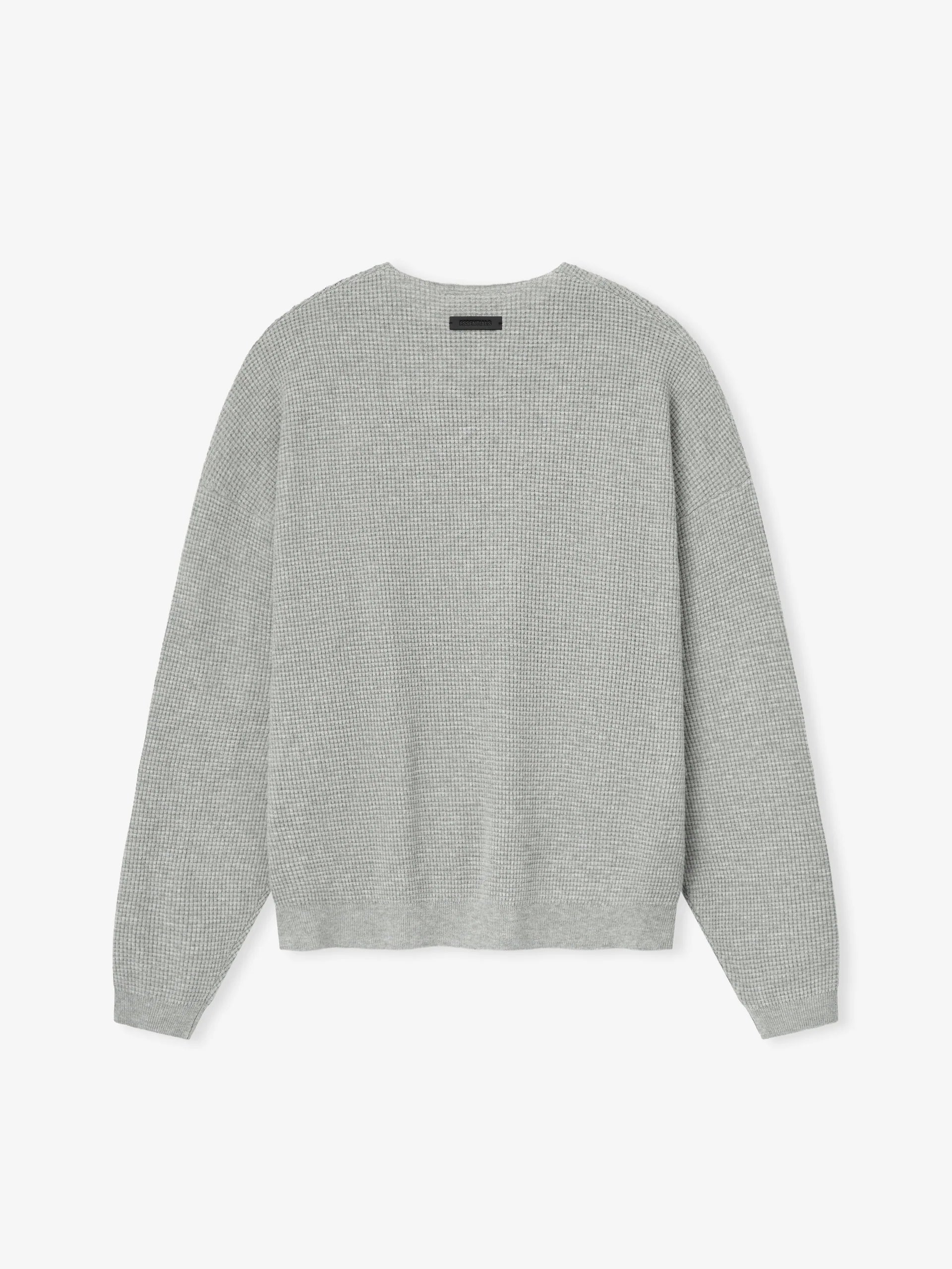WAFFLE LONG SLEEVE CREW SWEATER  - CONCRETE HEATHER
