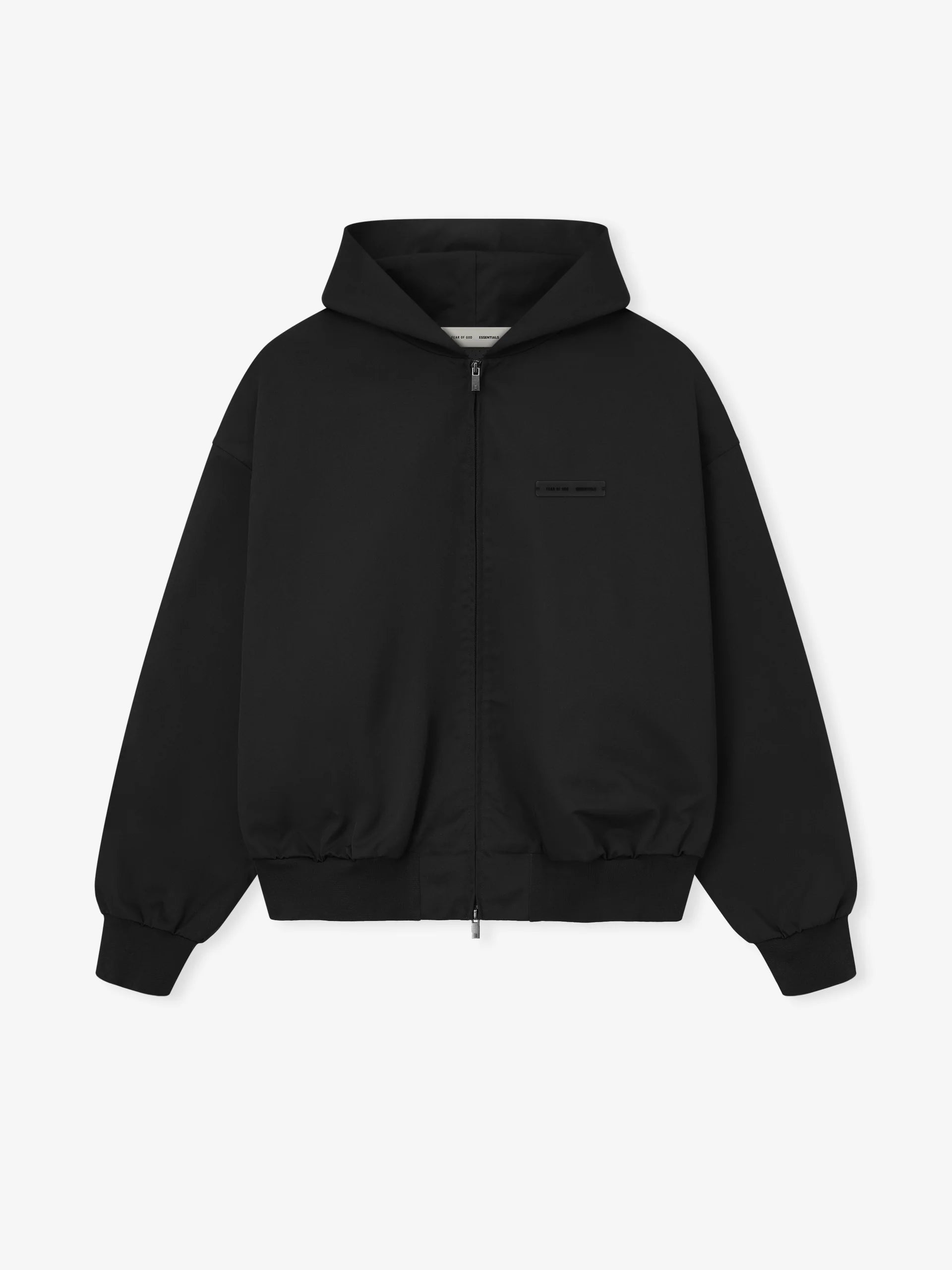 POLY COTTON TWILL HOODIE - JET BLACK