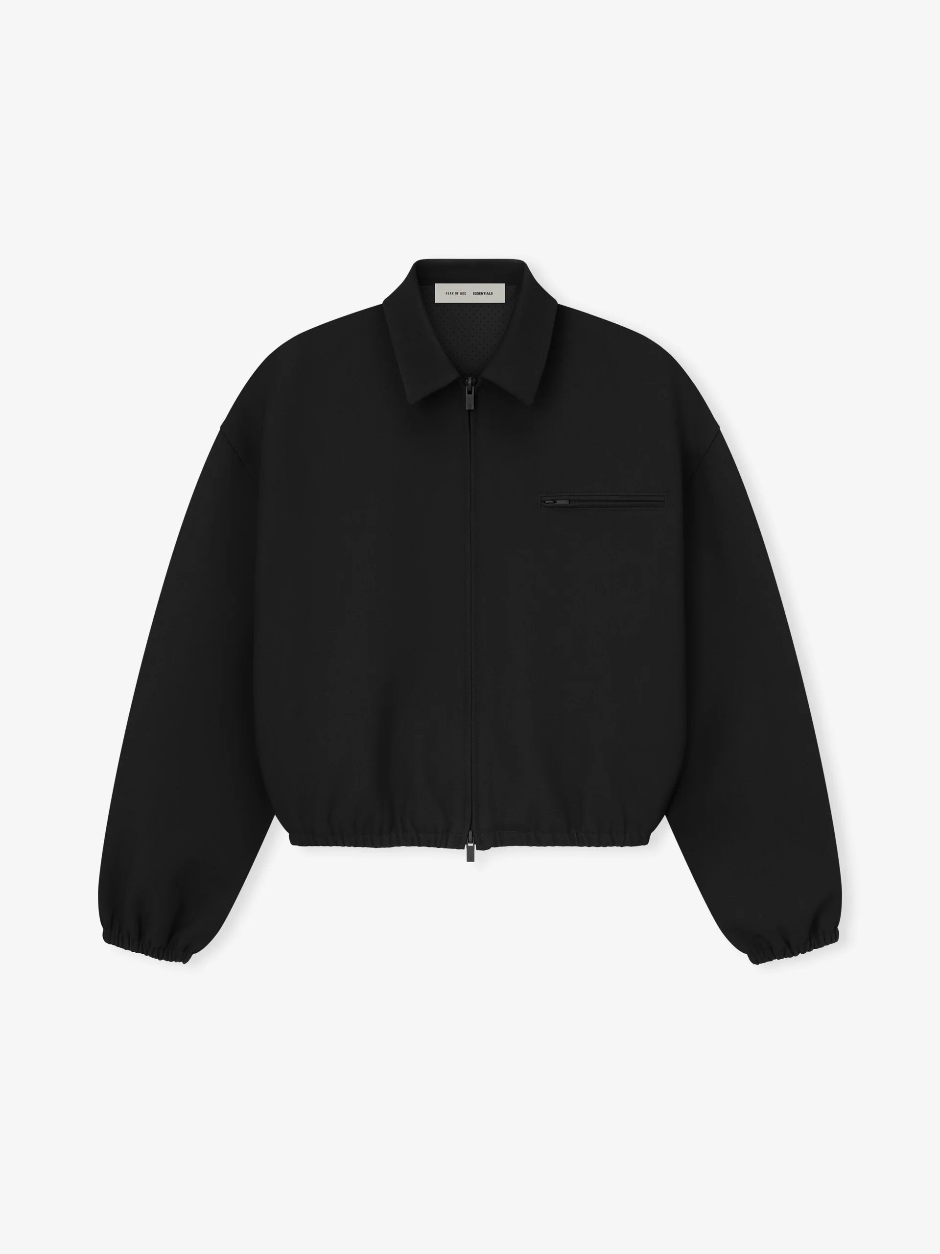 BONDED CANVAS ZIP-UP JACKET  - JET BLACK